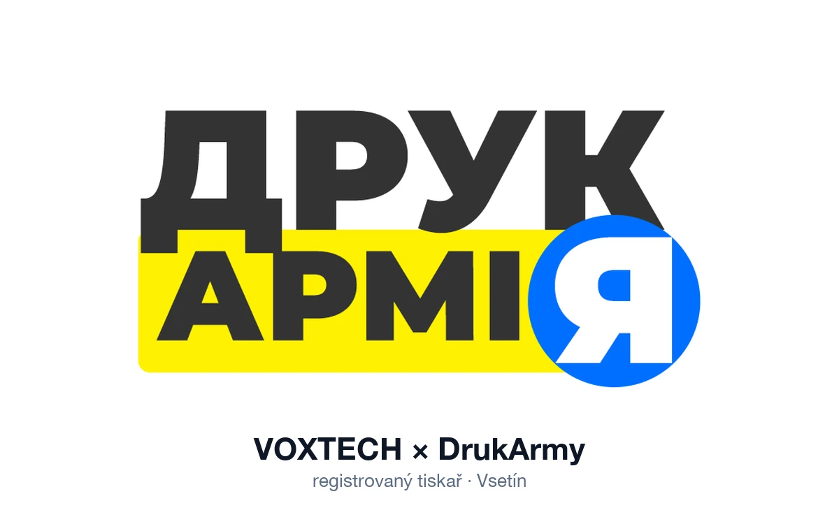 VOXTECH × DrukArmy – registrovaný tiskař Armády 3D tisku